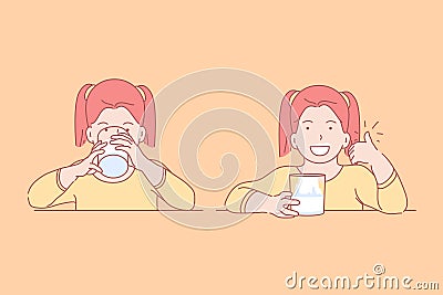 Food, health, childhood, diet concept. Vector Illustration