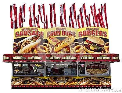 Food Hot Dog Burger Concession Stand Isolated Stock Photo