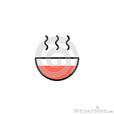 Plate with fruit soup and vapours. Vector Illustration