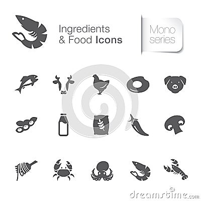 Ingredient & food related icons Vector Illustration