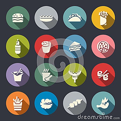 Food icons color. Vector Illustration Vector Illustration