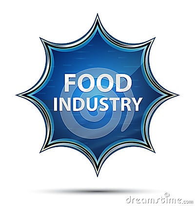 Food Industry magical glassy sunburst blue button Stock Photo