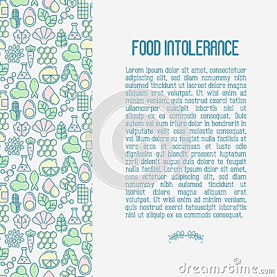 Food intolerance concept with thin line icons Vector Illustration