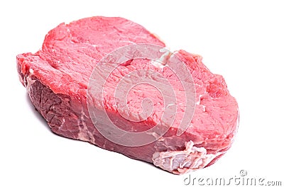 A slice of raw meat isolated on white background Stock Photo