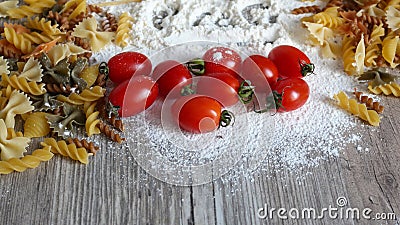 Food, italian pasta and vegetables Stock Photo