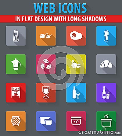 Food and kitchen icons set Vector Illustration