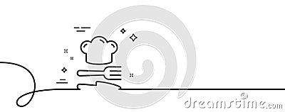 Food line icon. Cooking chef sign. Fork, knife. Continuous line with curl. Vector Vector Illustration