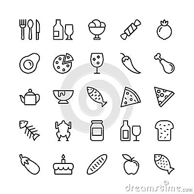 Food Line Vector Icons 1 Stock Photo
