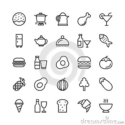 Food Line Vector Icons 4 Stock Photo