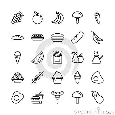 Food Line Vector Icons 6 Stock Photo