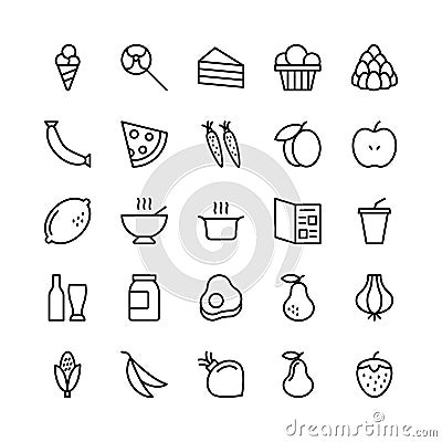 Food Line Vector Icons 5 Stock Photo