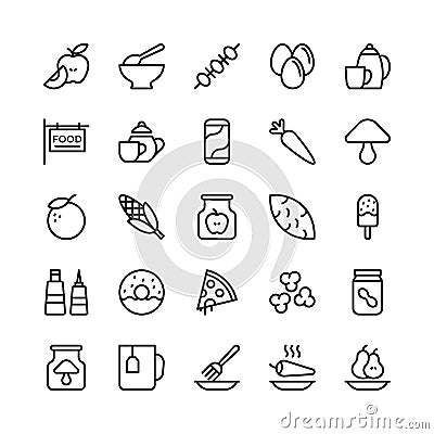 Food Line Vector Icons 12 Stock Photo