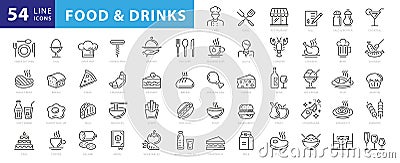 Food linear icons set Vector Illustration