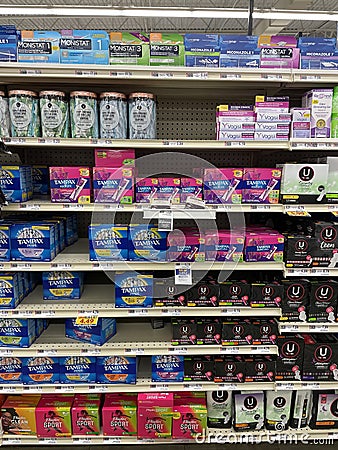 Food Lion Grocery store interior female needs section Editorial Stock Photo