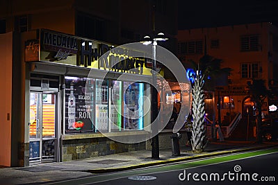 Food & Liquor Market in San Juan at night Editorial Stock Photo