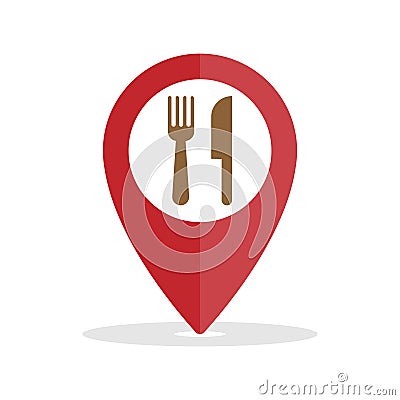 Food location indicator. A reference point for the coordinates of the destination point Vector Illustration