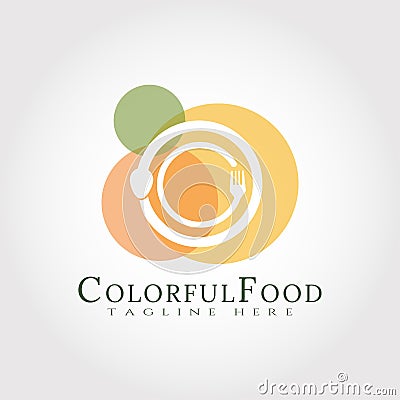 Food logo, colorful fork and spoons icon concept -vector Vector Illustration