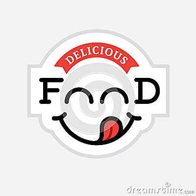 Food logo with yummy face Vector Illustration