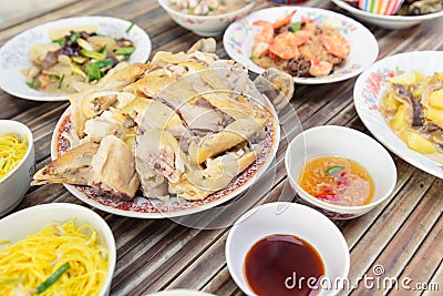 Food for make offerings to the spirits in Chinese new year Stock Photo