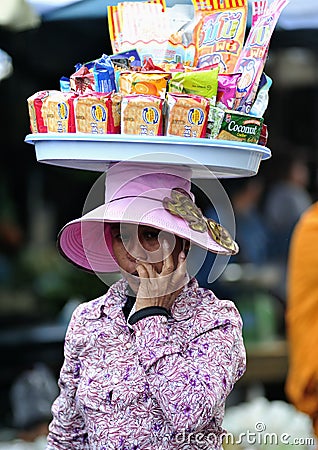 Food Market Asia Woman of Cambodia Editorial Stock Photo