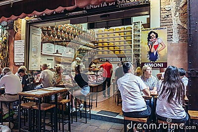 Food market in Bologna Editorial Stock Photo