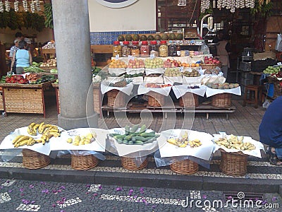 Food market from Madeira Islan Portugal Editorial Stock Photo
