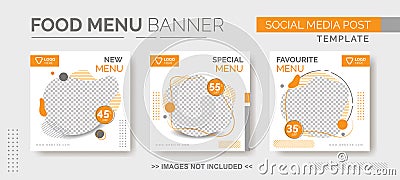 Food Menu Banner Template, Social Media Food Tamplate, Instagram Post Food Template with orange and gray color Vector Illustration