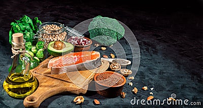 Food with natural vitamin Omega 3 Stock Photo