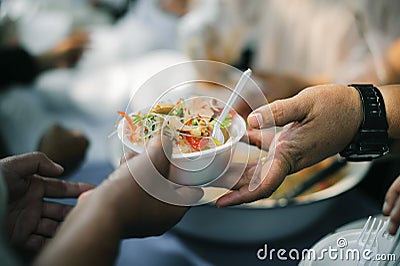 The food needs of poor people occur in every country on this planet: the concept of giving Stock Photo