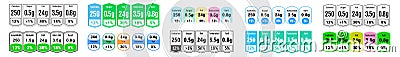 Food nutrition facts and daily value, vector package labels templates. Nutrition facts info table, food and drink daily value in Vector Illustration