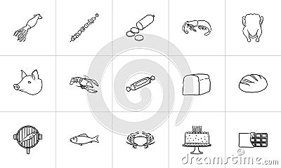 Food hand drawn sketch icon set. Vector Illustration