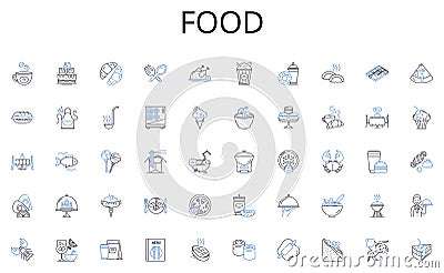 Food line icons collection. Youth, Teenagers, Adolescents, Minors, Kids, Juniors, Youngsters vector and linear Vector Illustration