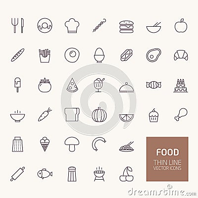 Food Outline Icons Vector Illustration