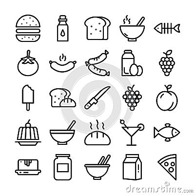 Food Pack of Line Icons Vector Illustration