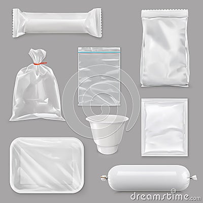 Food packaging for different snack products Vector Illustration