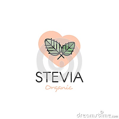 Food Packaging with Hand-Lettering Icon, Organic and Natural Sweet Stevia Stock Photo