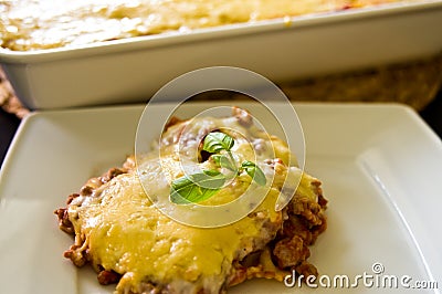Homemade lasagna food photo making process Stock Photo