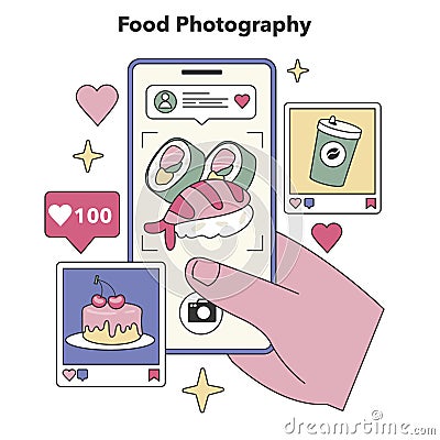 Food Photography theme. Flat vector illustration. Vector Illustration