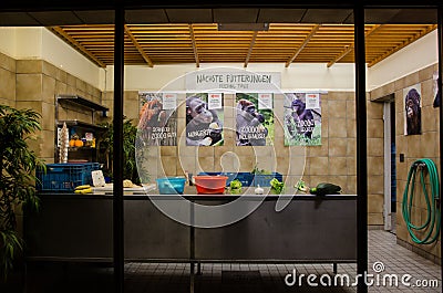 Food preparation area at Berlin Zoo Editorial Stock Photo