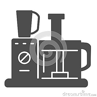 Food processor solid icon, Kitchen equipment concept, Food blender machine sign on white background, Machine mixer icon Vector Illustration