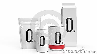 The food product 0 kcal on white background for health and sci concept 3d rendering Stock Photo