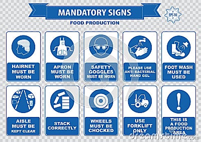 Food Production Mandatory Signs Stock Photo