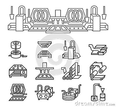 Food production simple line icons Stock Photo