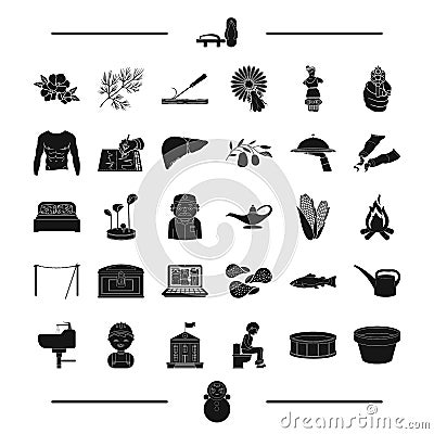 Food, profession and other web icon in black style.golf, japan, man, tool icons in set collection. Vector Illustration