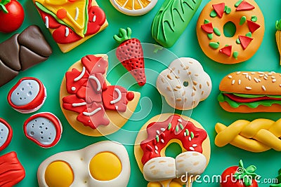 food replicas made with multicolored plasticine Stock Photo