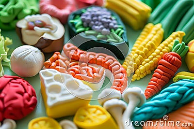 food replicas made with multicolored plasticine Stock Photo