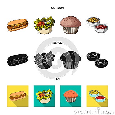 Food, rest, refreshments, and other web icon in cartoon,black,flat style.Cake, biscuit, cream, icons in set collection. Vector Illustration