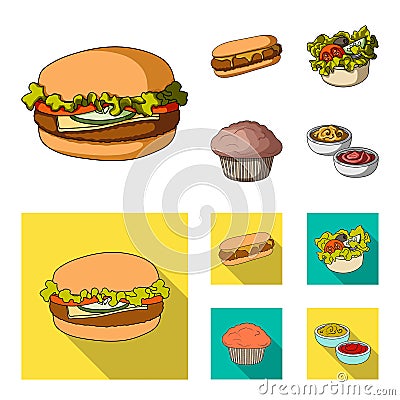 Food, rest, refreshments, and other web icon in cartoon,flat style.Cake, biscuit, cream, icons in set collection. Vector Illustration