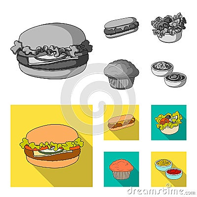 Food, rest, refreshments, and other web icon in monochrome,flat style.Cake, biscuit, cream, icons in set collection. Vector Illustration