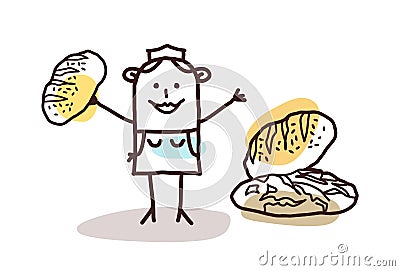 Food retailer - baker and bread Vector Illustration
